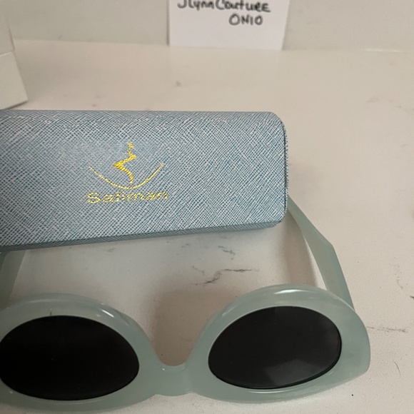 New Modern Cat Eye Sunglasses Teal Frame W case, Blue Sunglasses Spring Break - Picture 3 of 3